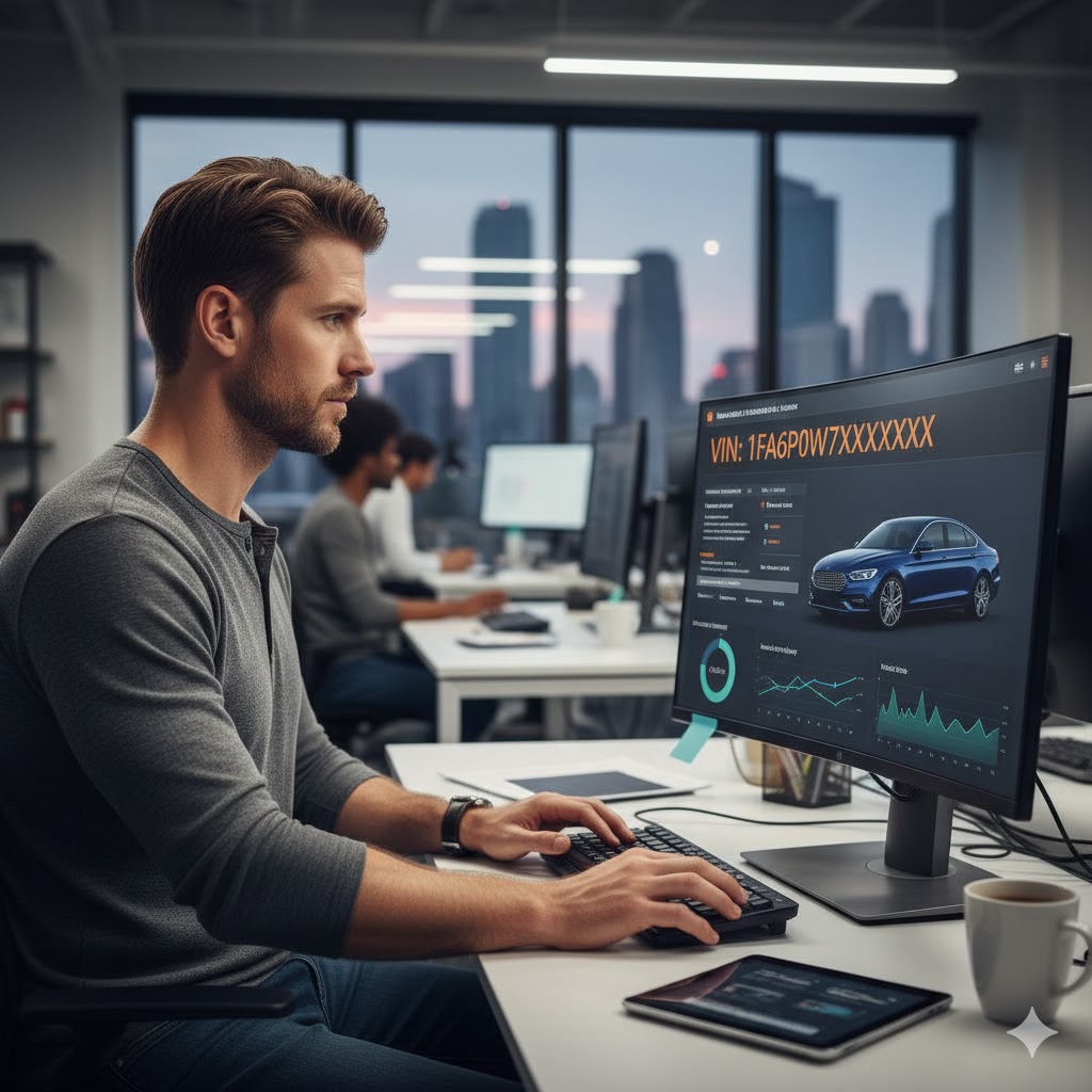 Image of a vehicle history report showing key data points